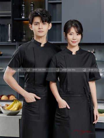 Áo Bếp Ngắn Tay Màu Đen