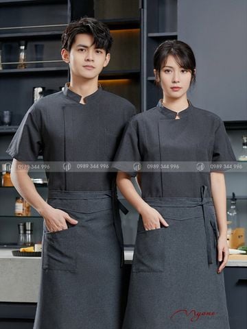 Áo Bếp Ngắn Tay Màu Xám