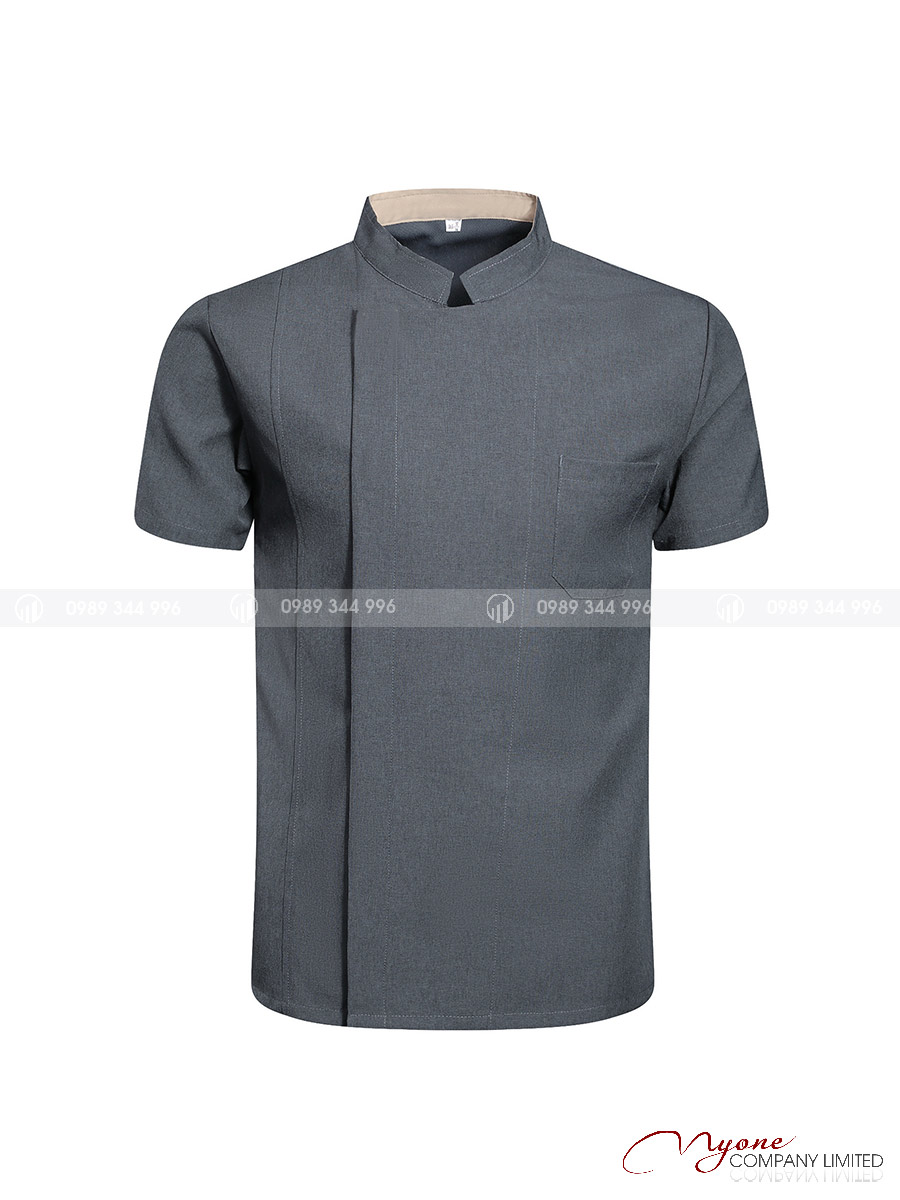 Áo Bếp Ngắn Tay Màu Xám