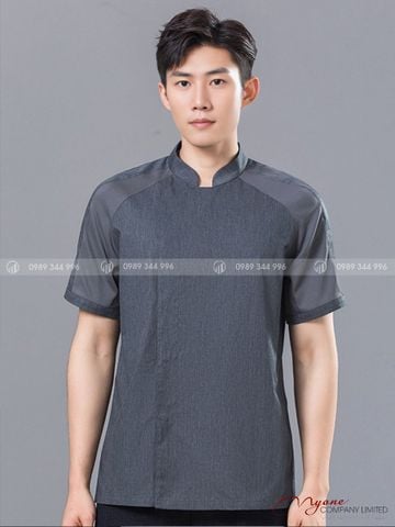 Áo Bếp Nút Ẩn Màu Xám