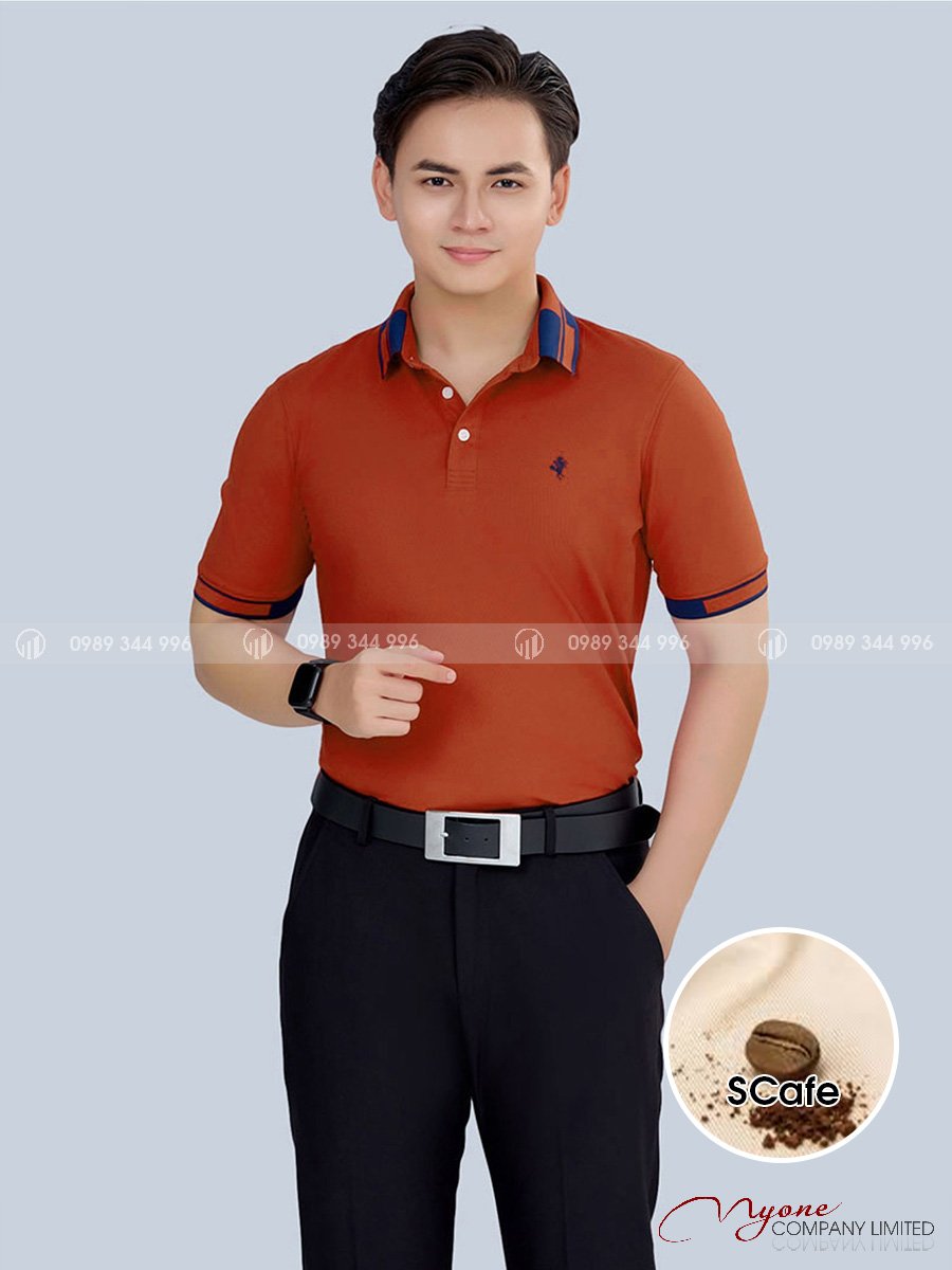 Áo Polo Nam Sợi Cafe Màu Đỏ Lava