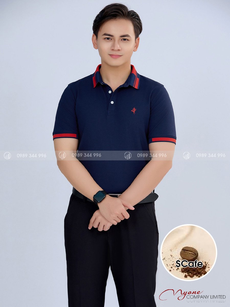 Áo Polo Nam Sợi Cafe Màu Xanh Đen