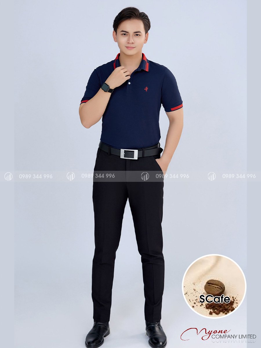 Áo Polo Nam Sợi Cafe Màu Xanh Đen