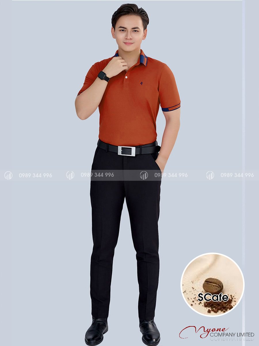 Áo Polo Nam Sợi Cafe Màu Đỏ Lava