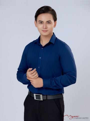 Áo Sơ Mi Nam Vải Bamboo Màu Xanh