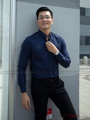 Áo Sơ mi Nam Xanh Vải Kate Mỹ