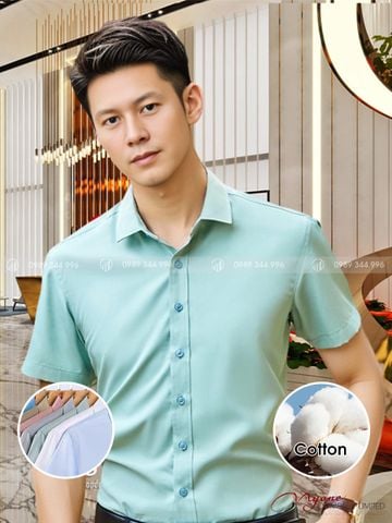Áo Sơ Mi Nam Ngắn Tay Sợi Cotton