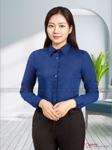 Áo Sơ Mi Nữ Dài Tay Màu Xanh Đen