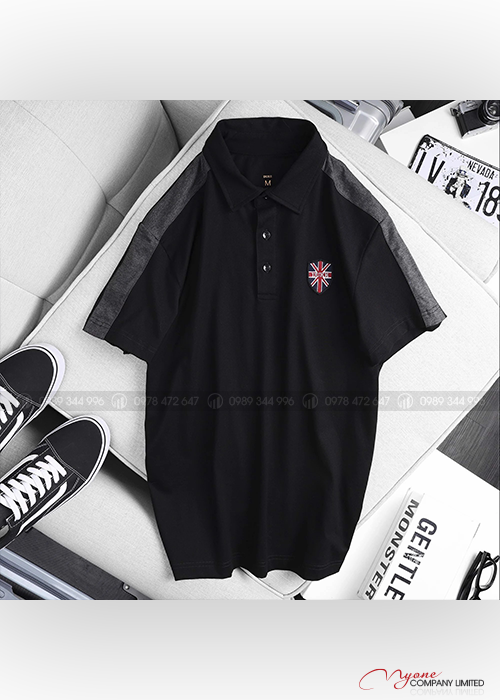 Áo Polo sợi Cotton màu đen