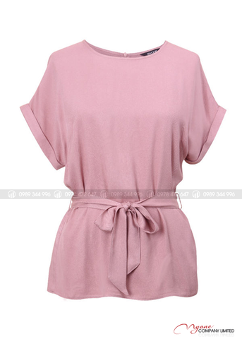 Áo Blouse Form Rộng Thắt Nơ Eo