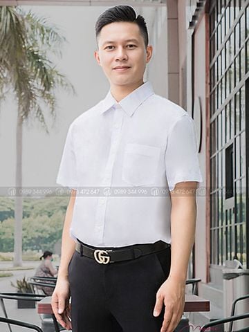 Áo Sơ Mi Nam Ngắn Tay Màu Trắng