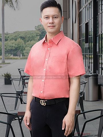 Áo Sơ Mi Nam Ngắn Tay Màu Cam