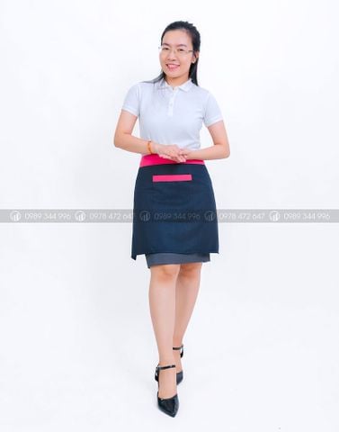 Tạp Dề Ngắn Đen Phối Màu Hồng