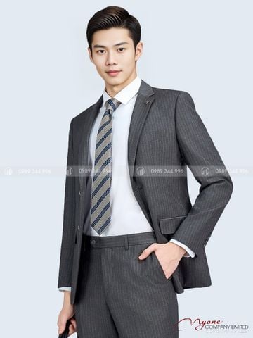 Vest Nam Công Sở Nâu Sọc