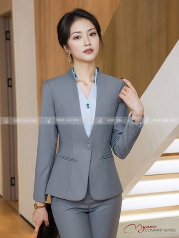 Bộ Vest Công Sở Nữ Không Cổ