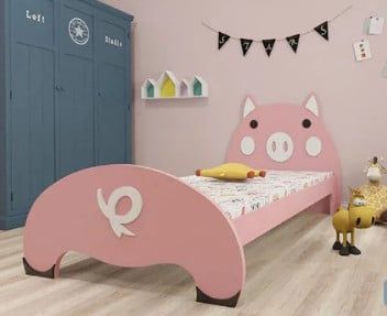 Giường ngủ đơn bằng gỗ hình chú heo [1124]