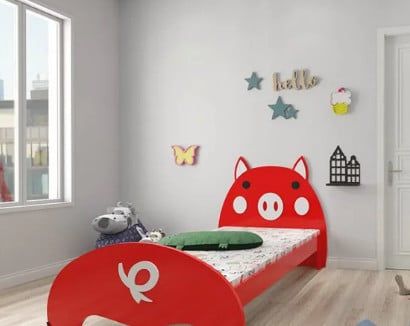 Giường ngủ đơn bằng gỗ hình chú heo [1124]