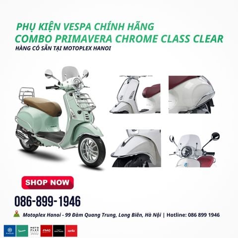Combo Phụ Kiện Xe Vespa Primavera Chrome Class Clear Chính Hãng