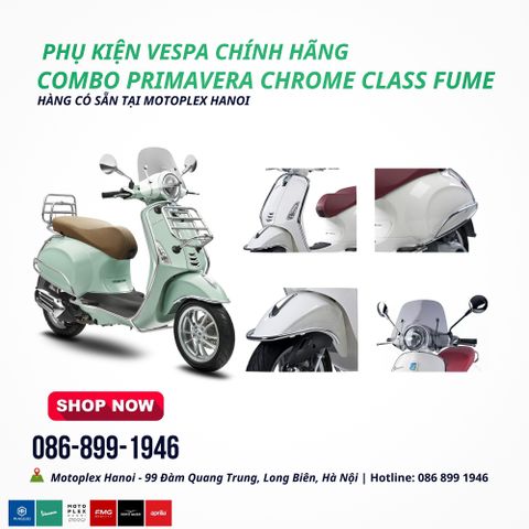 Combo Phụ Kiện Xe Vespa Primavera Chrome Class Fume Chính Hãng