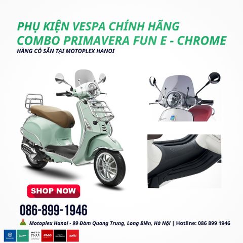 Combo Phụ Kiện Xe Vespa Primavera Fun E - Chrome Chính Hãng