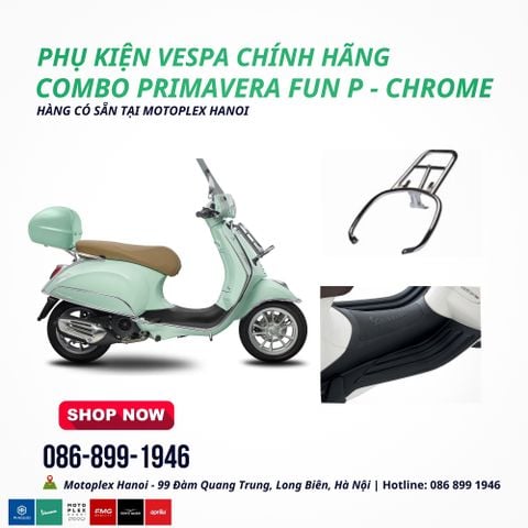 Combo Phụ Kiện Xe Vespa Primavera Fun P - Chrome Chính Hãng