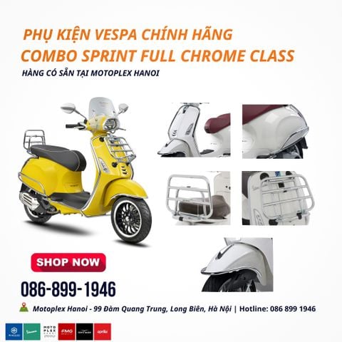 Combo Phụ Kiện Xe Vespa Sprint Full Chrome Class Chính Hãng