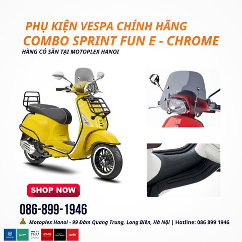 Combo Phụ Kiện Xe Vespa Sprint Fun E - Chrome Chính Hãng