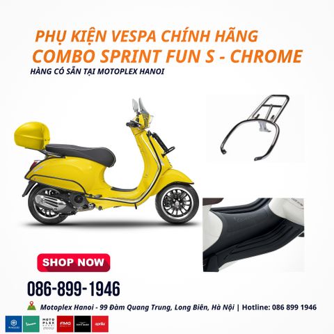 Combo Phụ Kiện Xe Vespa Sprint Fun S - Chrome Chính Hãng