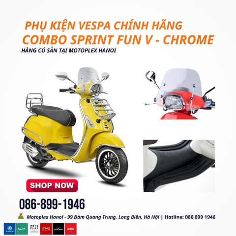 Combo Phụ Kiện Xe Vespa Sprint Fun V - Chrome Chính Hãng