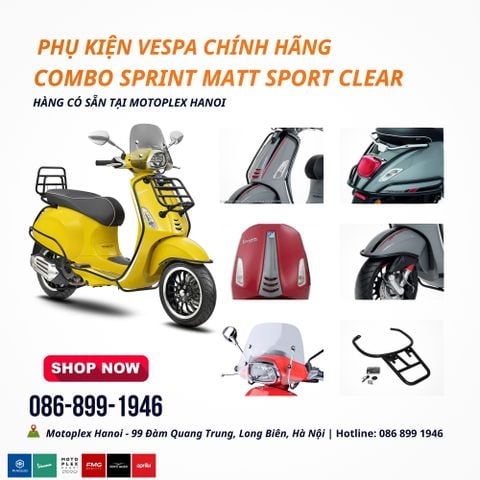 Combo Phụ Kiện Xe Vespa Sprint Matt Sport Clear Chính Hãng