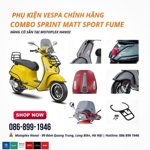 Combo Phụ Kiện Xe Vespa Sprint Matt Sport Fume Chính Hãng