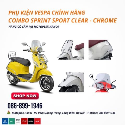 Combo Phụ Kiện Xe Vespa Sprint Sport Clear - Chrome Chính Hãng