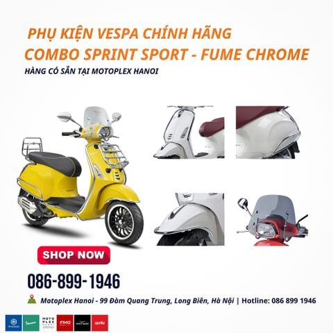 Combo Phụ Kiện Xe Vespa Sprint Sport - Fume Chrome Chính Hãng