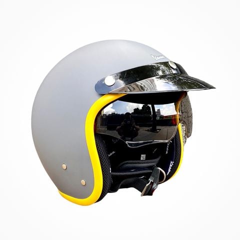 Mũ Bảo Hiểm 3/4 có kính âm Vespa Grey Demi Jet XI