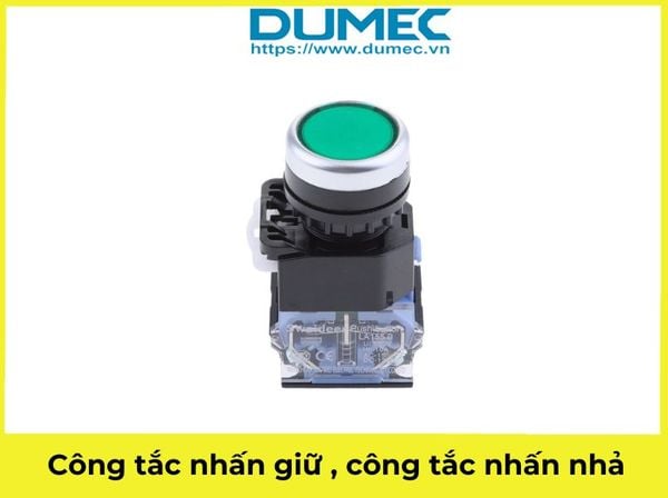  Công tắc nhấn giữ , công tắc nhấn nhả LA38 - 11 BN màu xanh 