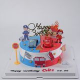  Bánh gắn ô tô trang trí topper cứu hỏa - Bánh kem sinh nhật Đà Nẵng 