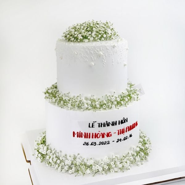  Bánh cưới 2 tầng gắn hoa bi - Bánh cưới Đà Nẵng 
