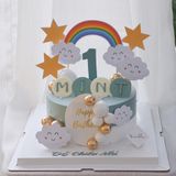  Bánh nặn chữ gắn topper chủ đề cầu vòng 