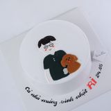  Bánh vẽ bé trai & con chó - Bánh kem sinh nhật Đà Nẵng 