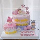  Bánh kem gắn tượng thiên thần nữ, thiên thần nam 