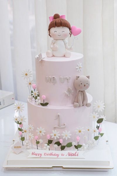  bánh kem 2 tầng - bé gái 