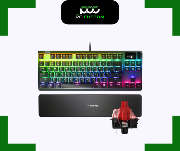 BÀN PHÍM GAMING APEX 7 TKL RED SWITCH + KÊ TAY STEELSERIES 