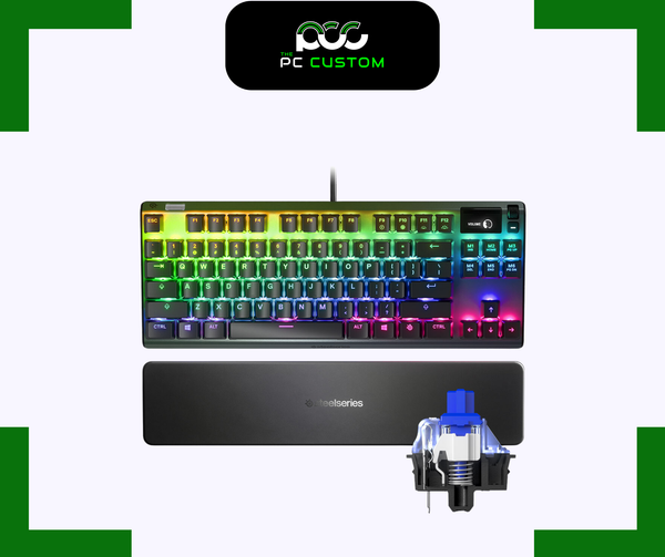  BÀN PHÍM GAMING APEX 7 TKL BLUE SWITCH + KÊ TAY STEELSERIES 
