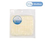  L'ANGE - KHĂN NHỎ VẢI BÔNG 9 LỚP 22X22cm - VÀNG ( SET 1 CÁI ) 