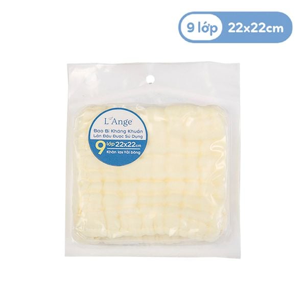  L'ANGE - KHĂN NHỎ VẢI BÔNG 9 LỚP 22X22cm - VÀNG ( SET 1 CÁI ) 