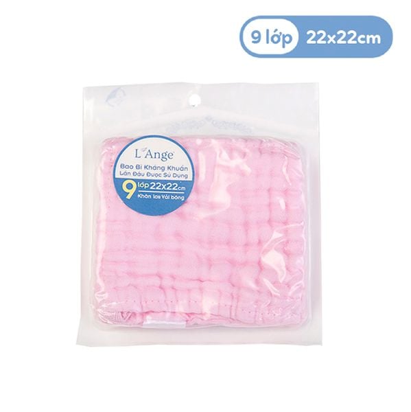 L'ANGE - KHĂN NHỎ VẢI BÔNG 9 LỚP 22X22cm - HỒNG ( SET 1 CÁI ) 