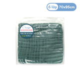  L'ANGE KHĂN TẮM VẢI BÔNG 6 LỚP XANH LÁ 70X95 