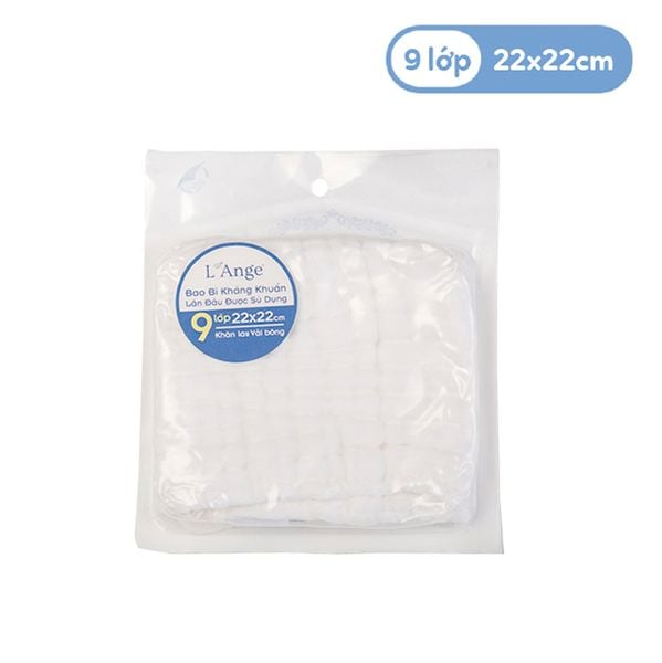  L'ANGE - KHĂN NHỎ VẢI BÔNG 9 LỚP 22X22cm - TRẮNG ( SET 1 CÁI ) 
