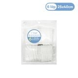  L'ANGE - KHĂN SỮA/LÓT GỐI 6 LỚP TRẮNG 25X40 (SET 2 CÁI) 