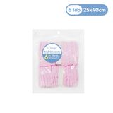  L'ANGE - KHĂN SỮA/LÓT GỐI 6 LỚP HỒNG 25X40 (SET 2 CÁI) 